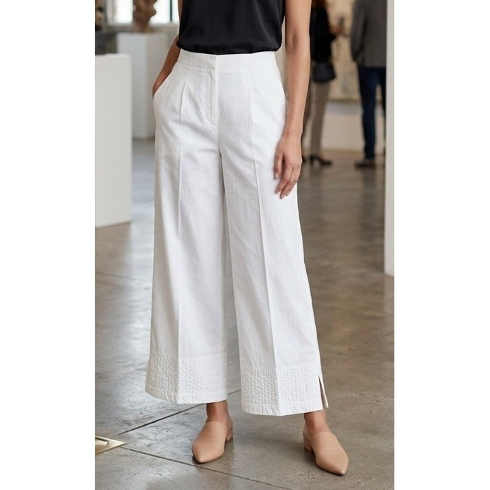 Willow Cropped Pants‎ Women's M White Stretch Coastal Minimalist Boho USA NWT